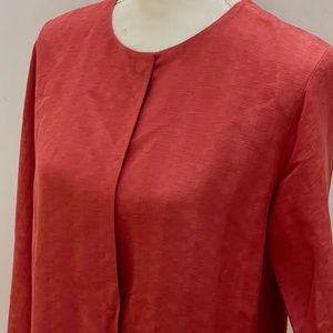 Eileen Fisher Classic Orange Silk & Linen Jacket Topper, size S